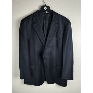 Gieves & Hawkes 48 Long Navy Blue Suit Jacket Blazer Wool Cashmere Striped